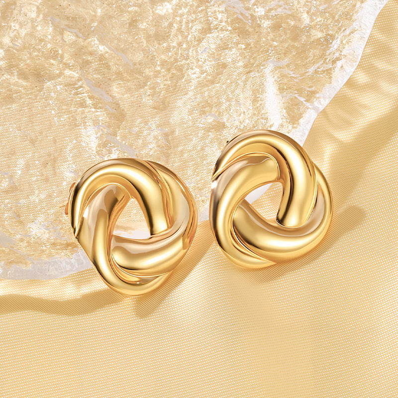 European And American Style Fashionable Titanium Steel Irregular Earrings