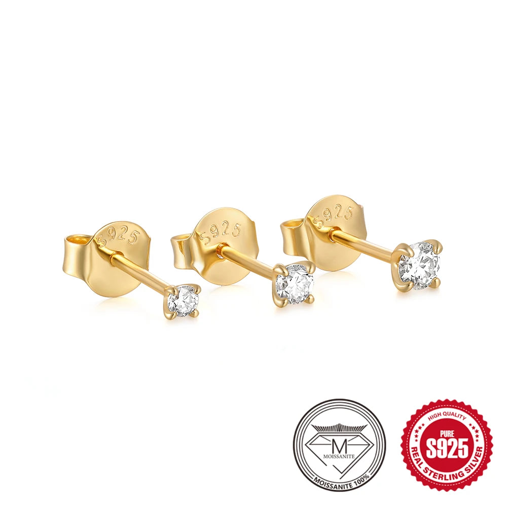 "The Stellar Solitaire: D-Class Moissanite Studs in Sterling Silver"