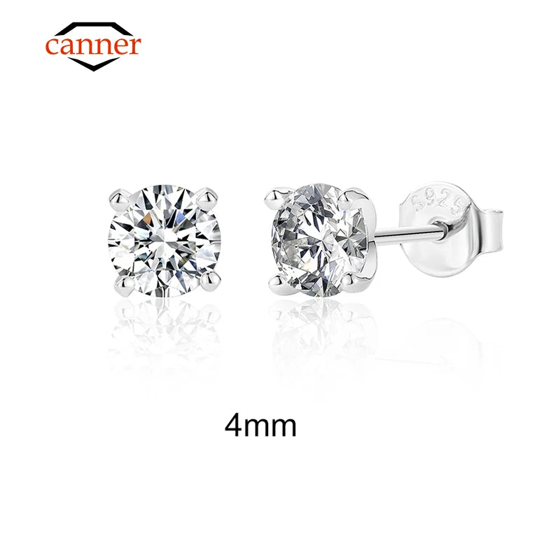 "The Stellar Solitaire: D-Class Moissanite Studs in Sterling Silver"